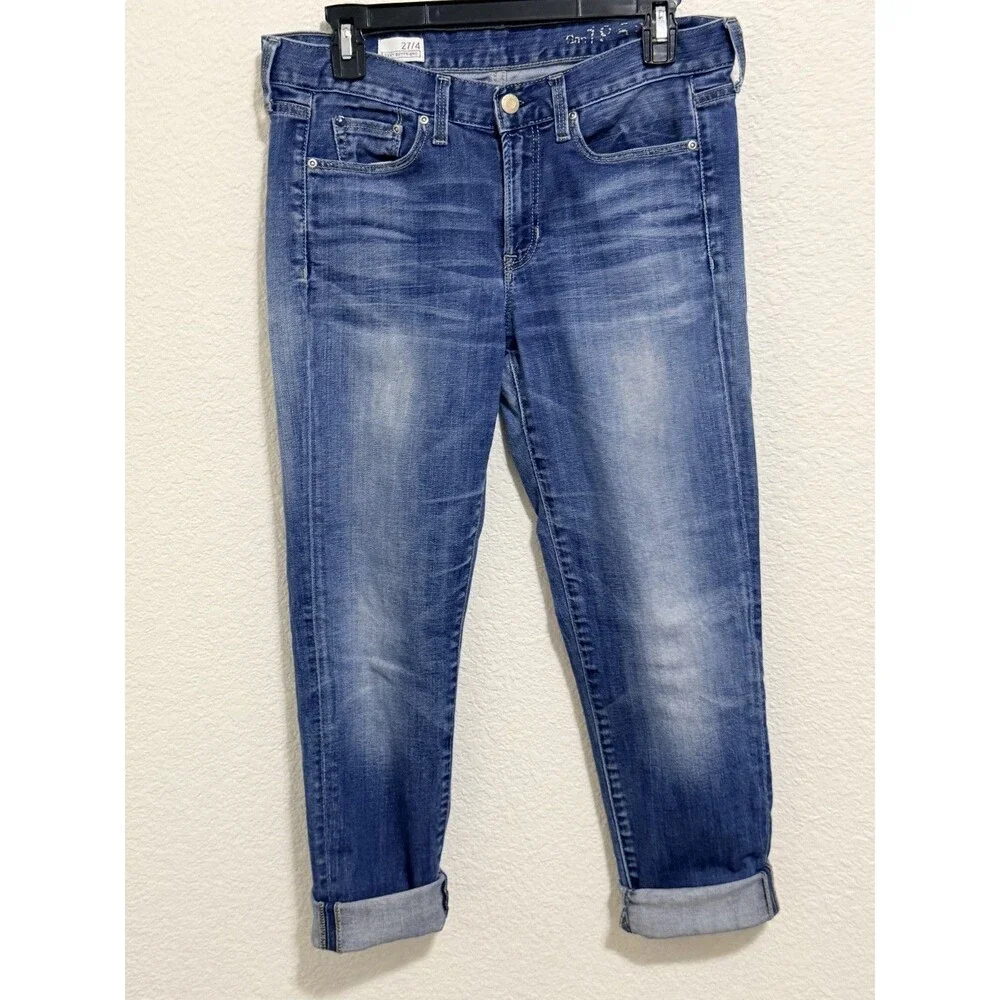 GAP 1969 Blue Jeans Size 27 4 Sexy Boyfriend 100% Cotton Denim Ankle 2012 2000s